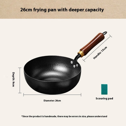 toolavo Non-Coated Non-Stick Pan – Refined Iron Wok for Baby Food & Household Cooking, Multiple Sizes & Lids - Toolavo