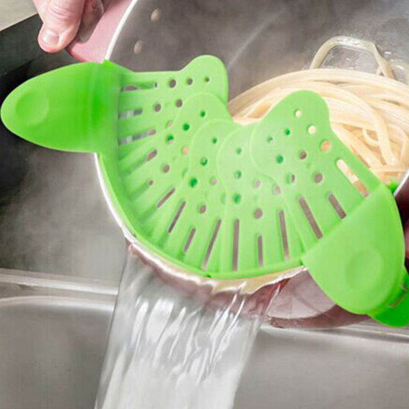 Toolavo Universal Silicone Clip-On Pot Strainer | Anti-Spill Food Grade Pasta, Rice & Fruit Colander Kitchen Gadget