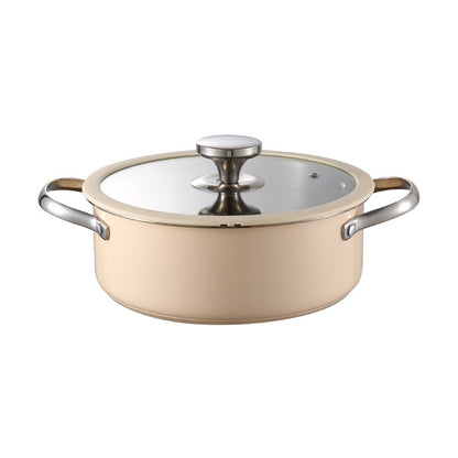 Toolavo 304 Stainless Steel Soup Pot 4-Piece Set – Korean Style Cookware with Double-Sole Bottom, Silicone Glass Lids – Milk Pot, Soup Steamer, Hot Pot & Casserole - Toolavo