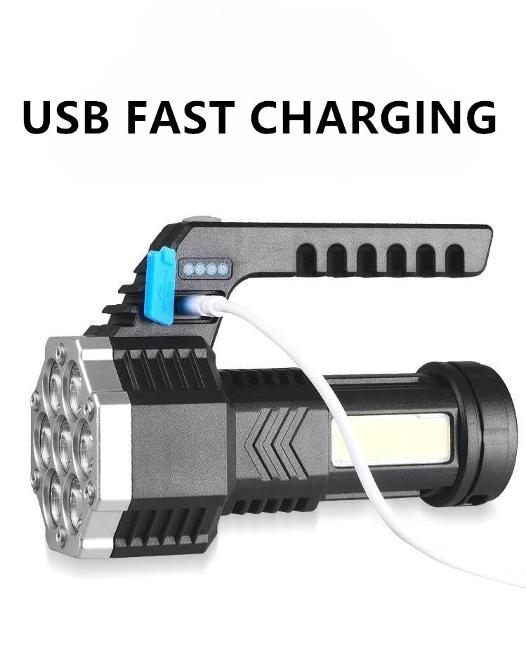 7 LED Rechargeable Flashlight – COB Torch with 4 Modes, USB Charging, Waterproof Work Light