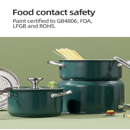 Toolavo Stainless Steel Pot 4-Piece Set – Non-Stick, Easy-Clean Cookware for Gas & Induction Cooking, Includes Saucepans, Casseroles & Steamer - Toolavo