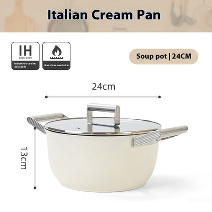 Toolavo European-Style 24cm Large Capacity Non-stick Double-Ear Stew Pot – Aluminum Alloy Soup Pot with Stainless Steel Lid | Double-Layer Composite Bottom | 3.1–4L | Gas Stove Compatible - Toolavo