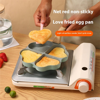 Non-stick Four-Hole Mini Omelette Pan – 19 cm Wheat Stone Egg & Pancake Frying Pan | Cute Frog Smiley Design | Easy Clean, No Lid - Toolavo