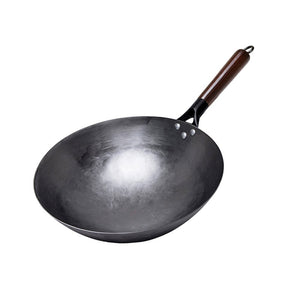 toolavo Handmade Non-Coated Frying Pan – Non-Stick Refined Iron Pan with Wooden Handle & Glass Lid