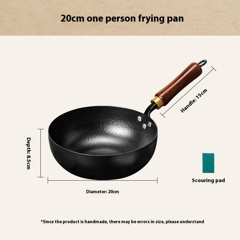 toolavo Non-Coated Non-Stick Pan – Refined Iron Wok for Baby Food & Household Cooking, Multiple Sizes & Lids - Toolavo