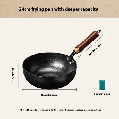 toolavo Non-Coated Non-Stick Pan – Refined Iron Wok for Baby Food & Household Cooking, Multiple Sizes & Lids - Toolavo