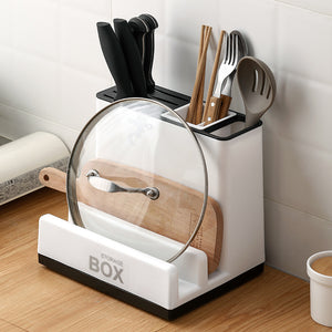 Toolavo Tableware Storage Holder – Plastic Knife & Utensil Organizer Rack for Kitchen Counter & Cabinets