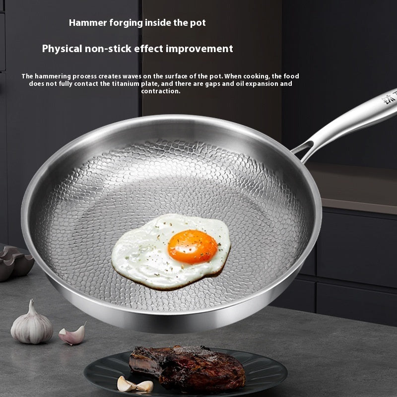 toolavo Pure Titanium Frying Pan – Non-Coated Non-Stick Pan with Glass Lid, Multi-Size Options - Toolavo
