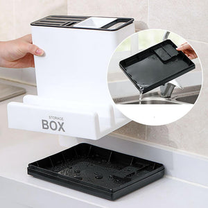 Toolavo Tableware Storage Holder – Plastic Knife & Utensil Organizer Rack for Kitchen Counter & Cabinets