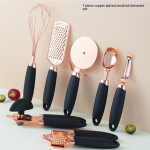 Toolavo Kitchen Household Peeler Gadget – Rose Gold Copper Plating 7PC Stainless Steel Kitchen Tool Set