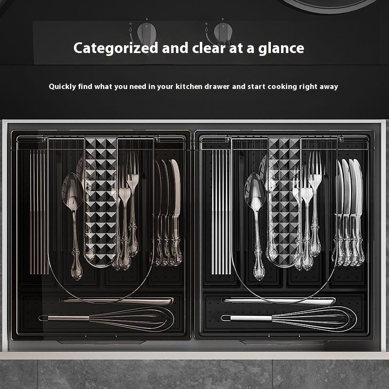 Toolavo Tableware Storage Box – Dustproof Kitchen Organizer with Cover for Utensils & Cutlery