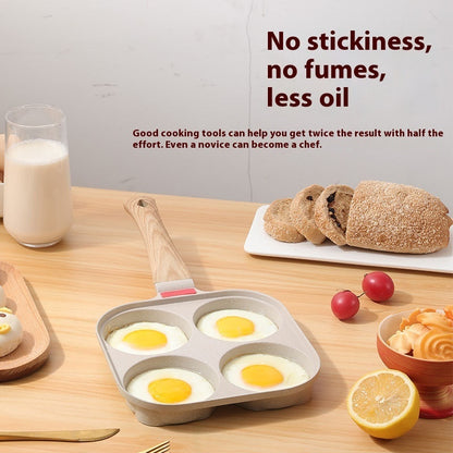 Toolavo 4-Hole Non-Stick Frying Pan with Lid – Aluminum Alloy Breakfast Skillet for Eggs, Pancakes & Tamagoyaki, Induction Compatible, Easy-Clean Design - Toolavo