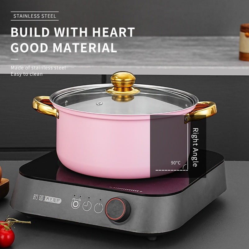 Toolavo Gold Dual-Sided Stockpot 12-Piece Set – Colorful Stainless Steel Cooking Pots for Modern Kitchens - Toolavo