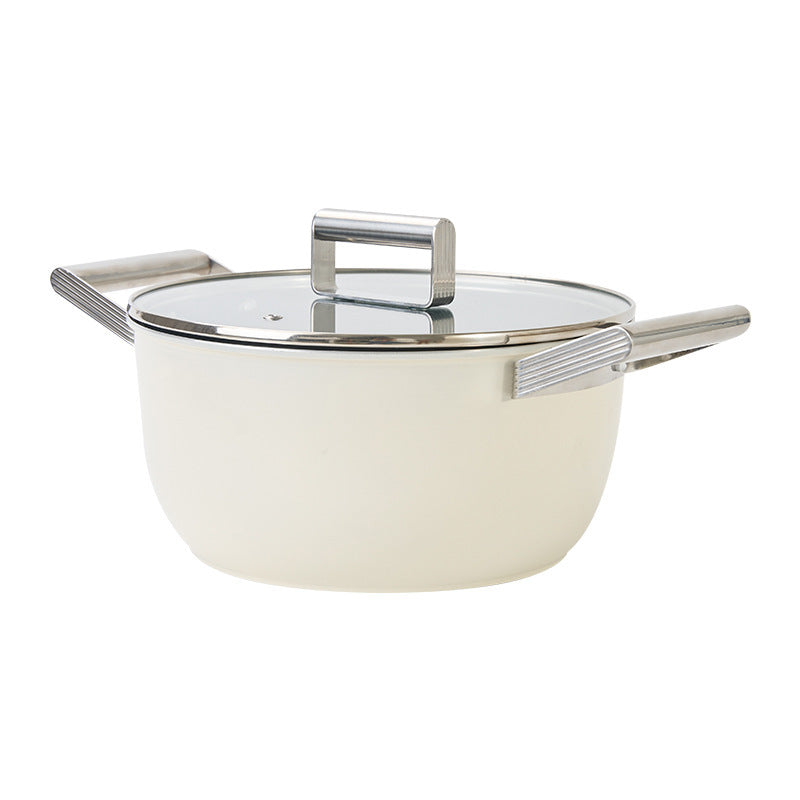 Toolavo European-Style 24cm Large Capacity Non-stick Double-Ear Stew Pot – Aluminum Alloy Soup Pot with Stainless Steel Lid | Double-Layer Composite Bottom | 3.1–4L | Gas Stove Compatible - Toolavo