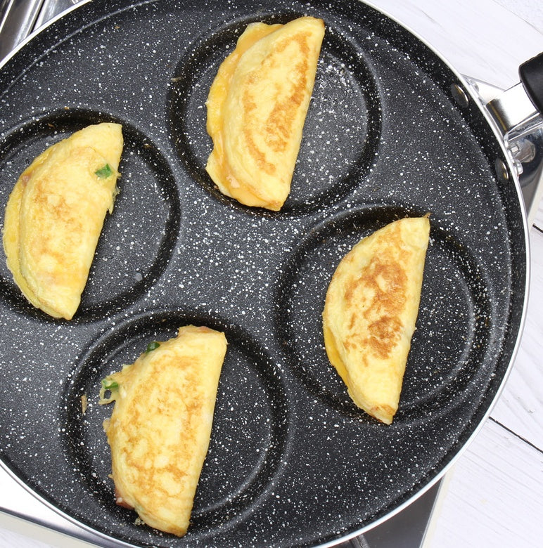 Toolavo Non-Stick Egg Frying Pan – 4-Cup Pancake Pan for Gas Stove | Aluminum Alloy Cookware