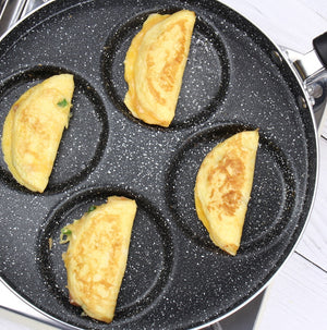 Toolavo Non-Stick Egg Frying Pan – 4-Cup Pancake Pan for Gas Stove | Aluminum Alloy Cookware