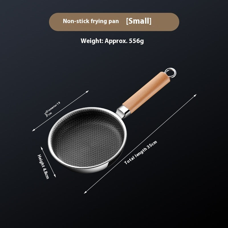 Toolavo 316 Stainless Steel Uncoated Frying Pan – Honeycomb Non-Stick Pan with Multi-Layer Base & Glass Lid, Flat Bottom, Modern Design (16–24cm) - Toolavo