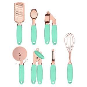 Toolavo Kitchen Household Peeler Gadget – Rose Gold Copper Plating 7PC Stainless Steel Kitchen Tool Set