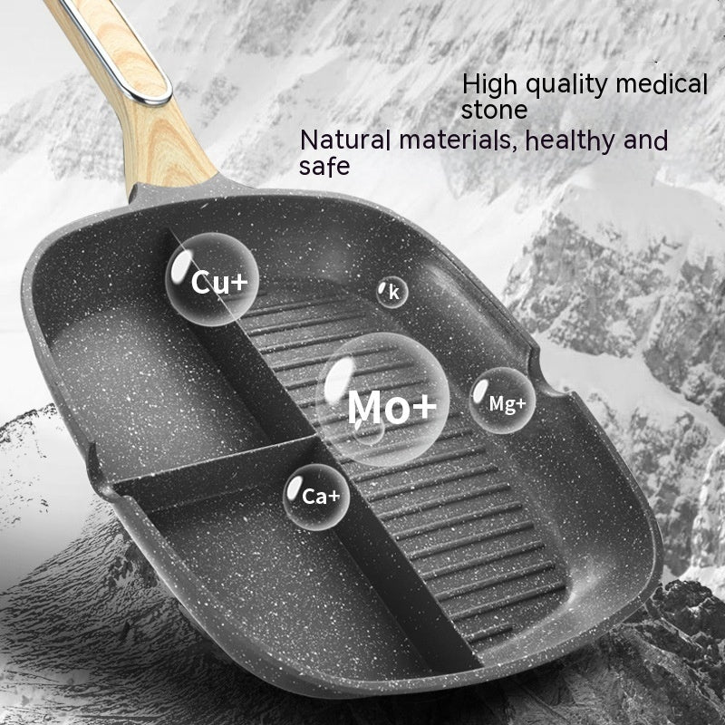 Toolavo 3-in-1 Multi-Compartment Non-Stick Frying Pan – 29cm Aluminum Alloy Steak & Omelette Pan, Double-Sole Base, Induction Compatible - Toolavo