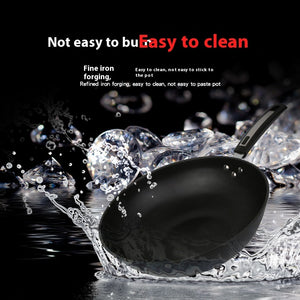 Toolavo Fine Iron Wok – Non-Coated Non-Stick Refined Iron Wok, Chinese Style, Multi-Size Options (30/32/34cm)