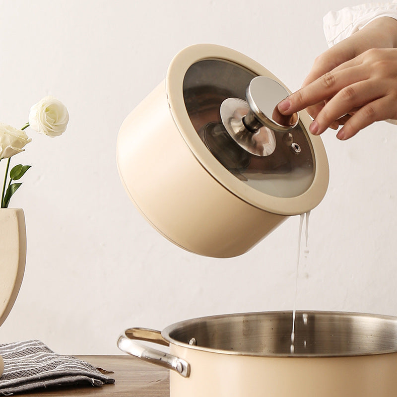 Toolavo 304 Stainless Steel Soup Pot 4-Piece Set – Korean Style Cookware with Double-Sole Bottom, Silicone Glass Lids – Milk Pot, Soup Steamer, Hot Pot & Casserole - Toolavo