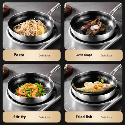 Toolavo 316 Stainless Steel Honeycomb Non-Stick Pan – Durable Multi-Layer Frying Pan with Glass Cover - Toolavo
