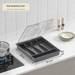 Toolavo Tableware Storage Box – Dustproof Kitchen Organizer with Cover for Utensils & Cutlery
