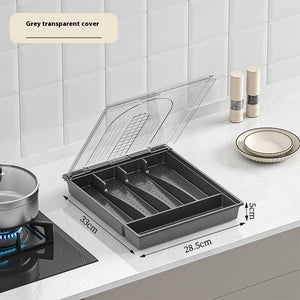 Toolavo Tableware Storage Box – Dustproof Kitchen Organizer with Cover for Utensils & Cutlery