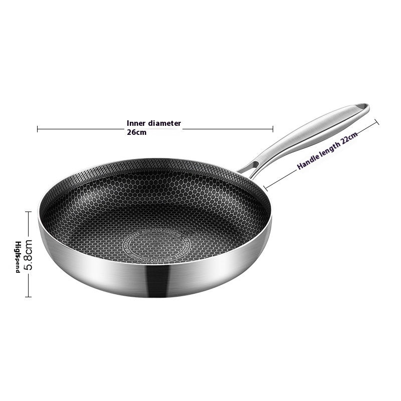 Toolavo 316 Stainless Steel Honeycomb Non-Stick Pan – Durable Multi-Layer Frying Pan with Glass Cover - Toolavo
