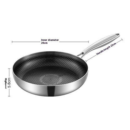 Toolavo 316 Stainless Steel Honeycomb Non-Stick Pan – Durable Multi-Layer Frying Pan with Glass Cover - Toolavo