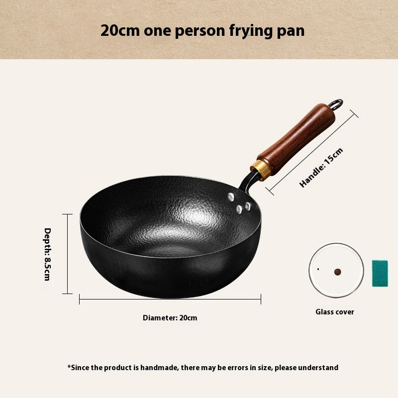 toolavo Non-Coated Non-Stick Pan – Refined Iron Wok for Baby Food & Household Cooking, Multiple Sizes & Lids - Toolavo