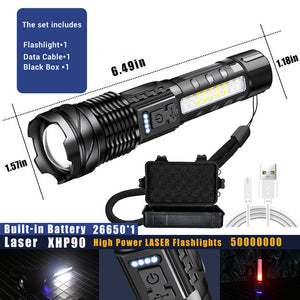 Toolavo White Laser Waterproof Flashlight – 5000mAh Rechargeable Strong LED Light for Outdoor, Camping & Diving