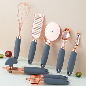 Toolavo Kitchen Household Peeler Gadget – Rose Gold Copper Plating 7PC Stainless Steel Kitchen Tool Set