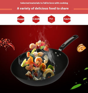 Toolavo Fine Iron Wok – Non-Coated Non-Stick Refined Iron Wok, Chinese Style, Multi-Size Options (30/32/34cm)