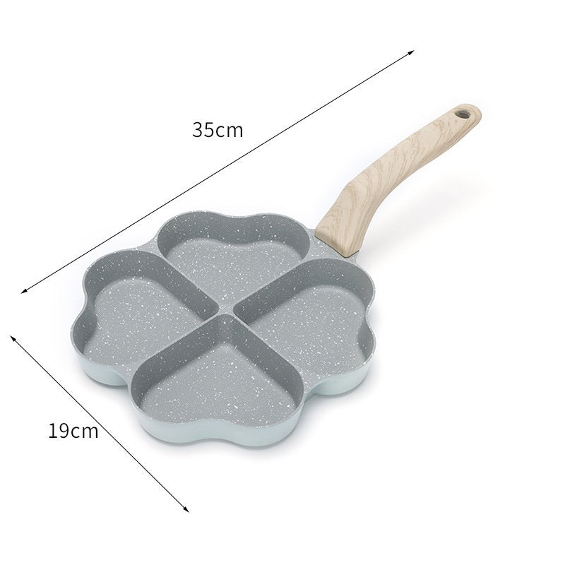 Non-stick Four-Hole Mini Omelette Pan – 19 cm Wheat Stone Egg & Pancake Frying Pan | Cute Frog Smiley Design | Easy Clean, No Lid - Toolavo