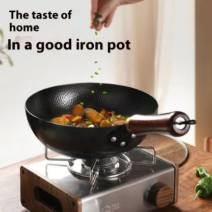 toolavo Non-Coated Non-Stick Pan – Refined Iron Wok for Baby Food & Household Cooking, Multiple Sizes & Lids - Toolavo