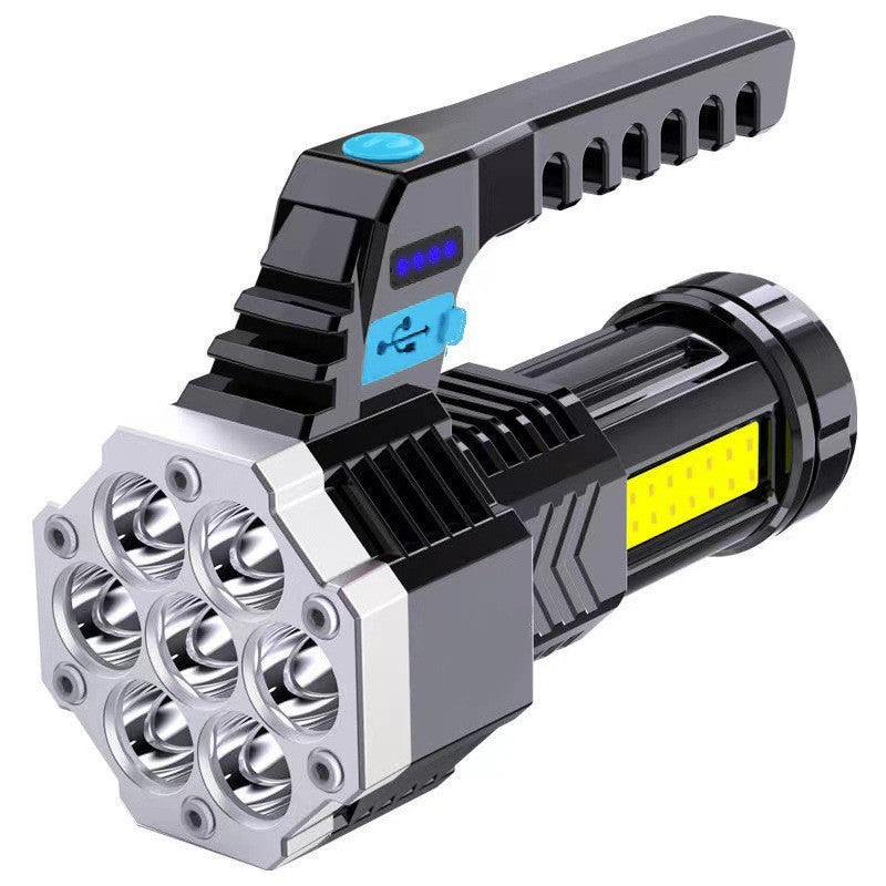 7 LED Rechargeable Flashlight – COB Torch with 4 Modes, USB Charging, Waterproof Work Light