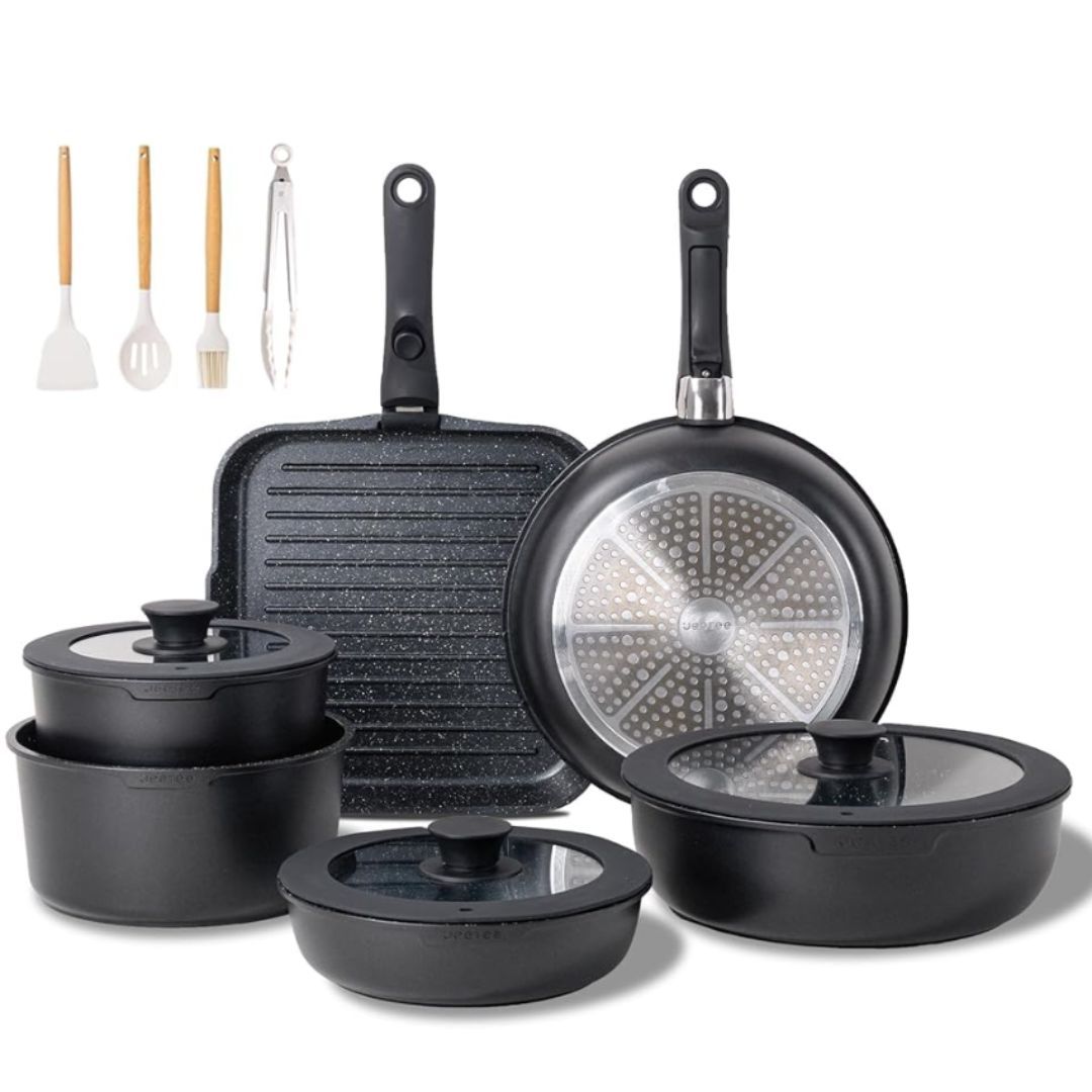 Toolavo Six-Piece Detachable Handle Pot Set – Space-Saving Non-Stick Cookware with Removable Handles, Multi-Purpose Pots for Gas & Induction Cookers - Toolavo