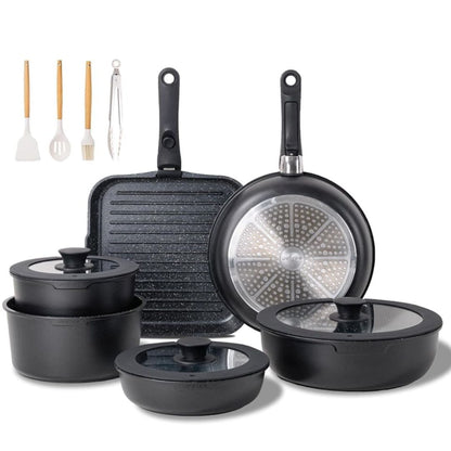Toolavo Six-Piece Detachable Handle Pot Set – Space-Saving Non-Stick Cookware with Removable Handles, Multi-Purpose Pots for Gas & Induction Cookers - Toolavo