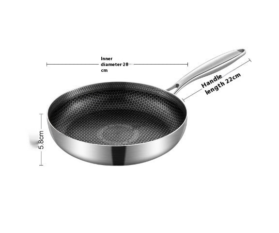 Toolavo 316 Stainless Steel Honeycomb Non-Stick Pan – Durable Multi-Layer Frying Pan with Glass Cover - Toolavo