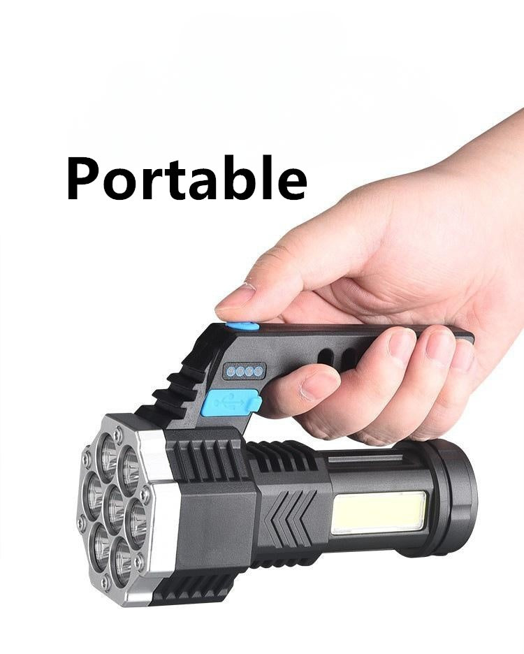 7 LED Rechargeable Flashlight – COB Torch with 4 Modes, USB Charging, Waterproof Work Light