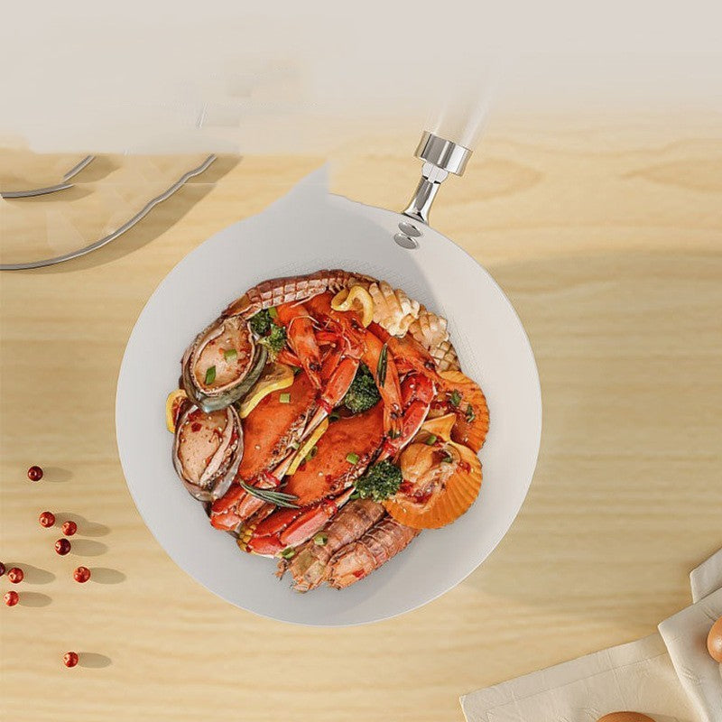 Toolavo Electric Stone Pan – Non-Stick Ceramic Pan with Glass Lid, Flat Bottom Multi-Layer Base, Single-Person Gourmet Cooking (20cm / 24cm) - Toolavo