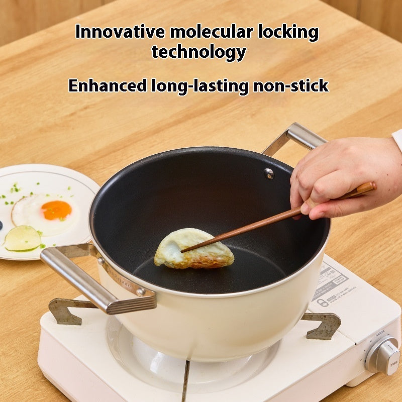 Toolavo European-Style 24cm Large Capacity Non-stick Double-Ear Stew Pot – Aluminum Alloy Soup Pot with Stainless Steel Lid | Double-Layer Composite Bottom | 3.1–4L | Gas Stove Compatible - Toolavo