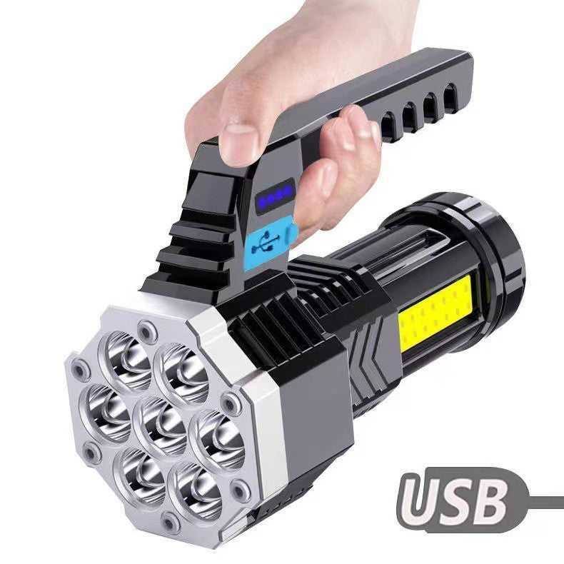 7 LED Rechargeable Flashlight – COB Torch with 4 Modes, USB Charging, Waterproof Work Light
