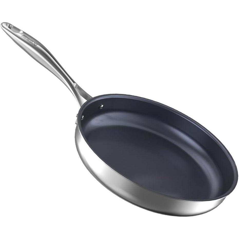 Toolavo Titanium Alloy Stainless Steel 10-Inch PFAS-Free Non-Stick Pan | Dishwasher & Oven Safe Cookware