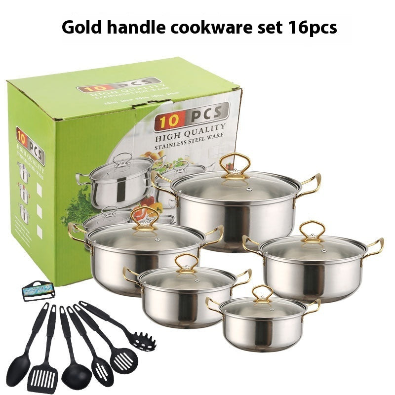 Toolavo Stainless Steel Wire Handle Milk Pot & Soup Pot Steamer 16-Piece Set – Smokeless Cookware for Home Kitchen - Toolavo