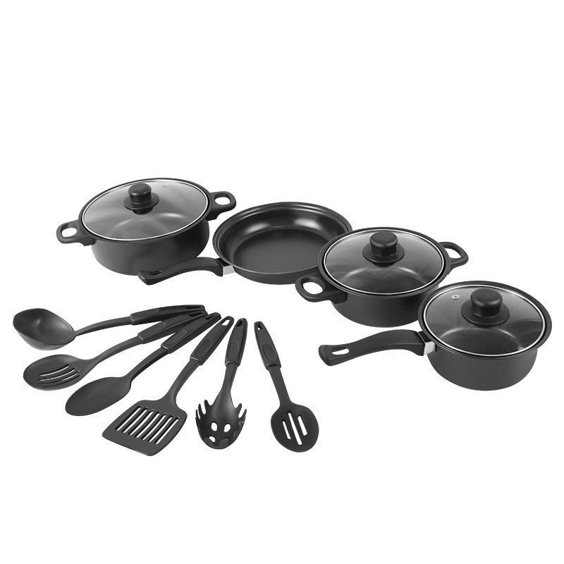 Toolavo 16-Piece Soup Pot Set – Durable Non-Stick Cookware with Glass Lids, Multi-Size Pots for Everyday Cooking - Toolavo