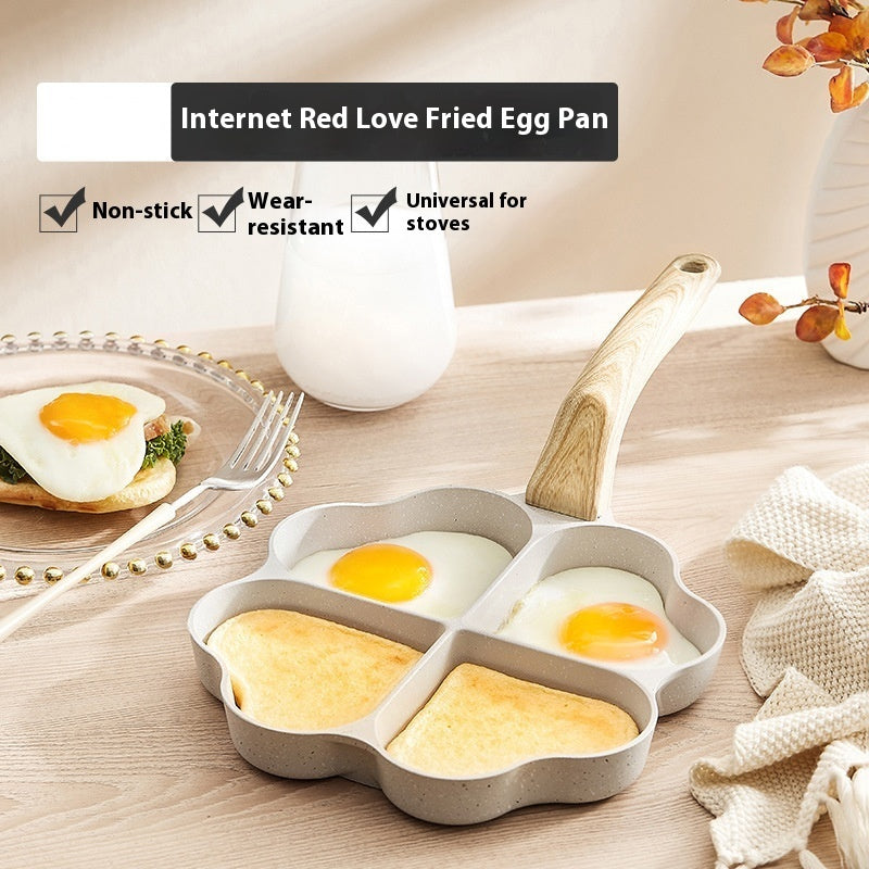 Non-stick Four-Hole Mini Omelette Pan – 19 cm Wheat Stone Egg & Pancake Frying Pan | Cute Frog Smiley Design | Easy Clean, No Lid - Toolavo