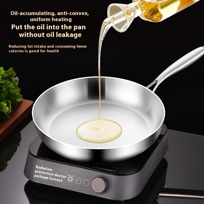 Toolavo 316 Stainless Steel Frying Pan with Foldable Handle – Non-Coated Multi-Layer Base, Induction & Gas Compatible, Modern Design (26–30cm) - Toolavo