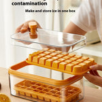 Toolavo Press Ice Tray with Box & Scoop – Food-Grade Refrigerator Ice Cube Maker (32/64 Grid Options)